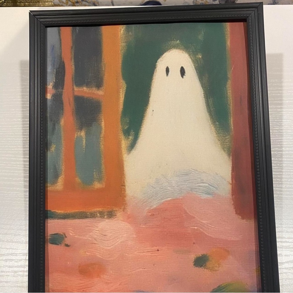 Painted Ghost, Matisse Style, Spooky Halloween Art 8x10” framed Print spooky